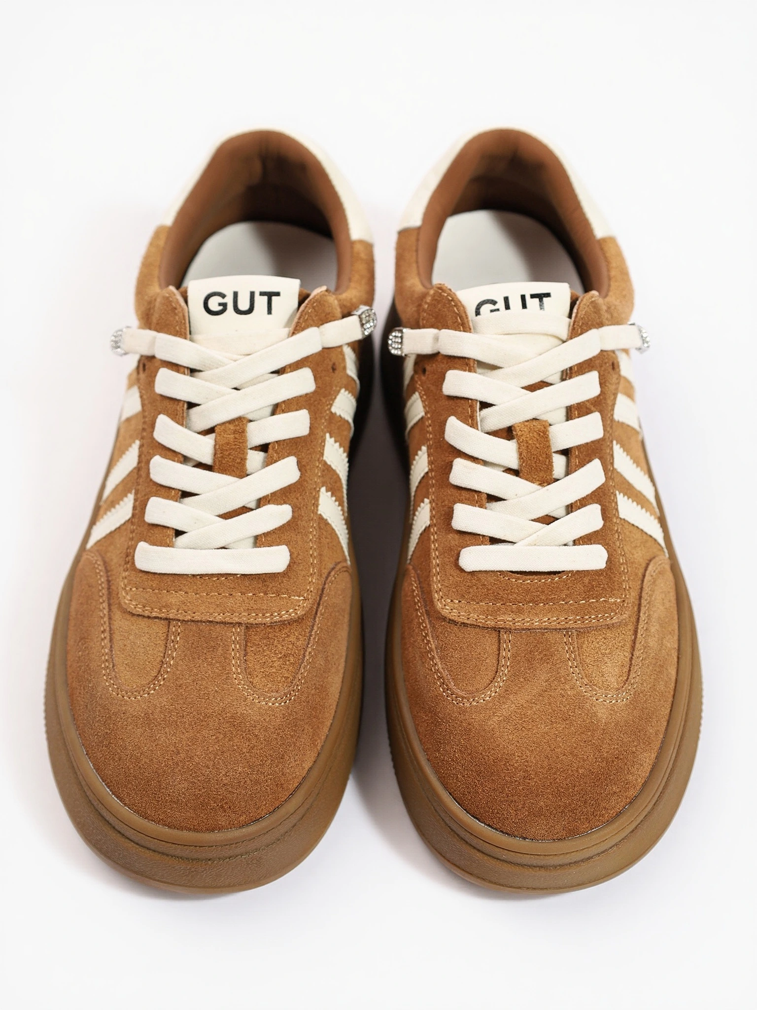 Кеды коричневого цвета из натуральной замши на средней платформе